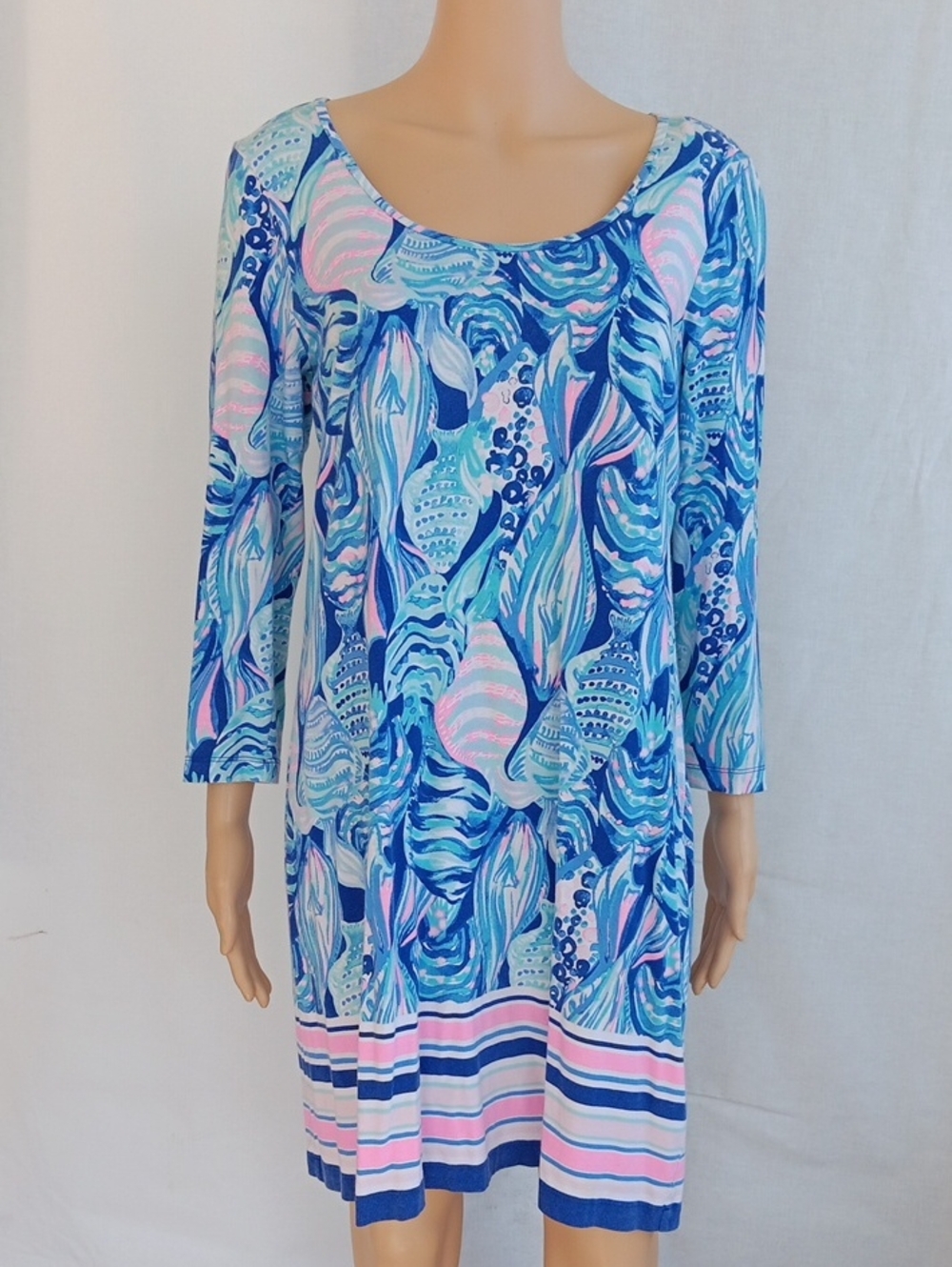 Lilly Pulitzer Blue & Pink Printed Swim Coverup Dress 100%cotton